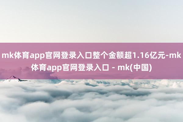 mk体育app官网登录入口整个金额超1.16亿元-mk体育app官网登录入口 - mk(中国)