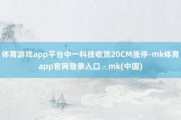 体育游戏app平台中一科技收货20CM涨停-mk体育app官网登录入口 - mk(中国)